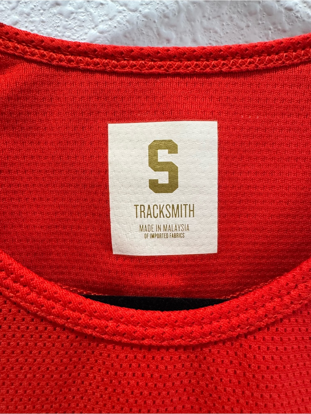 Tracksmith Red Tank with White Diagonal Stripe - Picture 2 of 3
